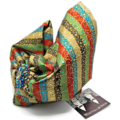 Whittall And Shon Womens Multicolor 2518 Ababa Draped Turban with Jewel Brooch