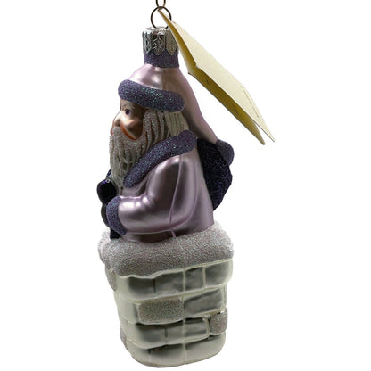 Patricia Breen Ornament Here Comes Santa Claus Lavender Silver Chimney Christmas