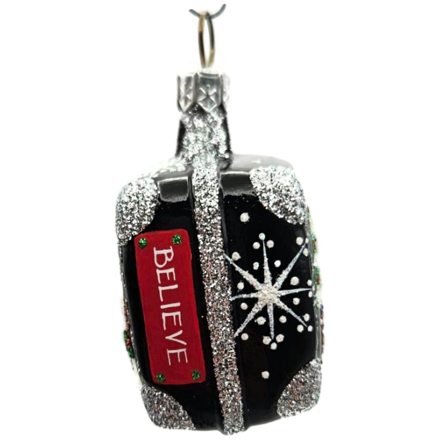 Patricia Breen Miniature Valise North Pole Black Snowman Christmas Tree Ornament