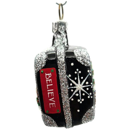 Patricia Breen Miniature Valise North Pole Black Snowman Christmas Tree Ornament