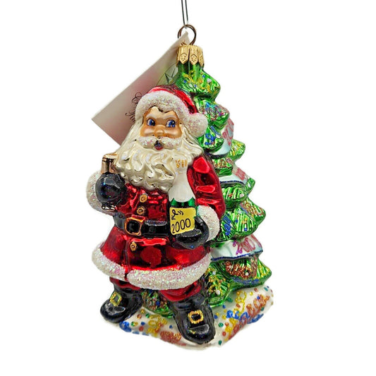 Christopher Radko Millennium Cheer Santa Claus Christmas Tree Ornament 99QVC2