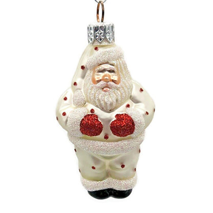 Patricia Breen Miniature Ho Ho Ho Pearl Red Dots Santa Christmas Tree Ornament