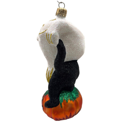 Larry Fraga Halloween You Scared Me Glitter Series Ghost Cat Christmas Ornament