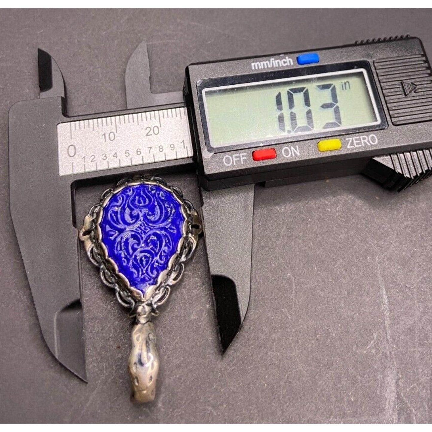 Carolyn Pollack Carved Lapis Lazuli Pear Shaped Pendant 925 Sterling Silver