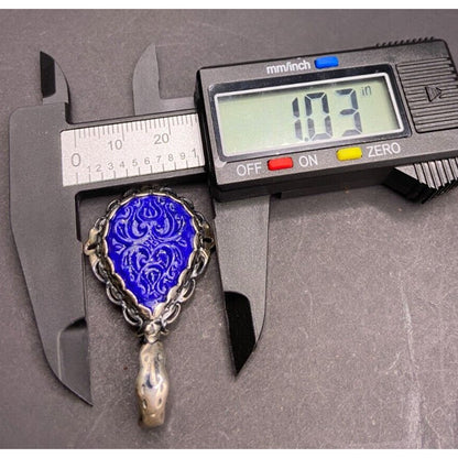 Carolyn Pollack Carved Lapis Lazuli Pear Shaped Pendant 925 Sterling Silver