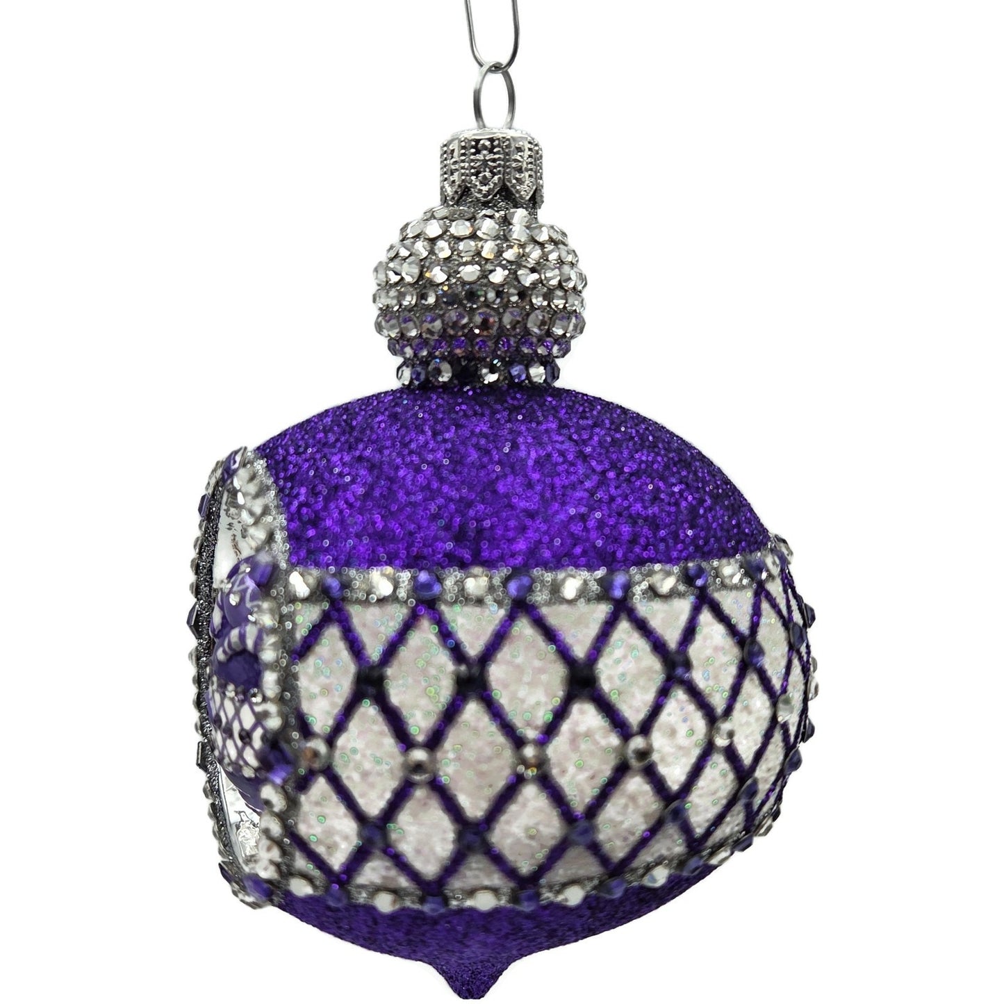 Patricia Breen Anniversary Reflector Purple Glitter Chameleon Christmas Ornament