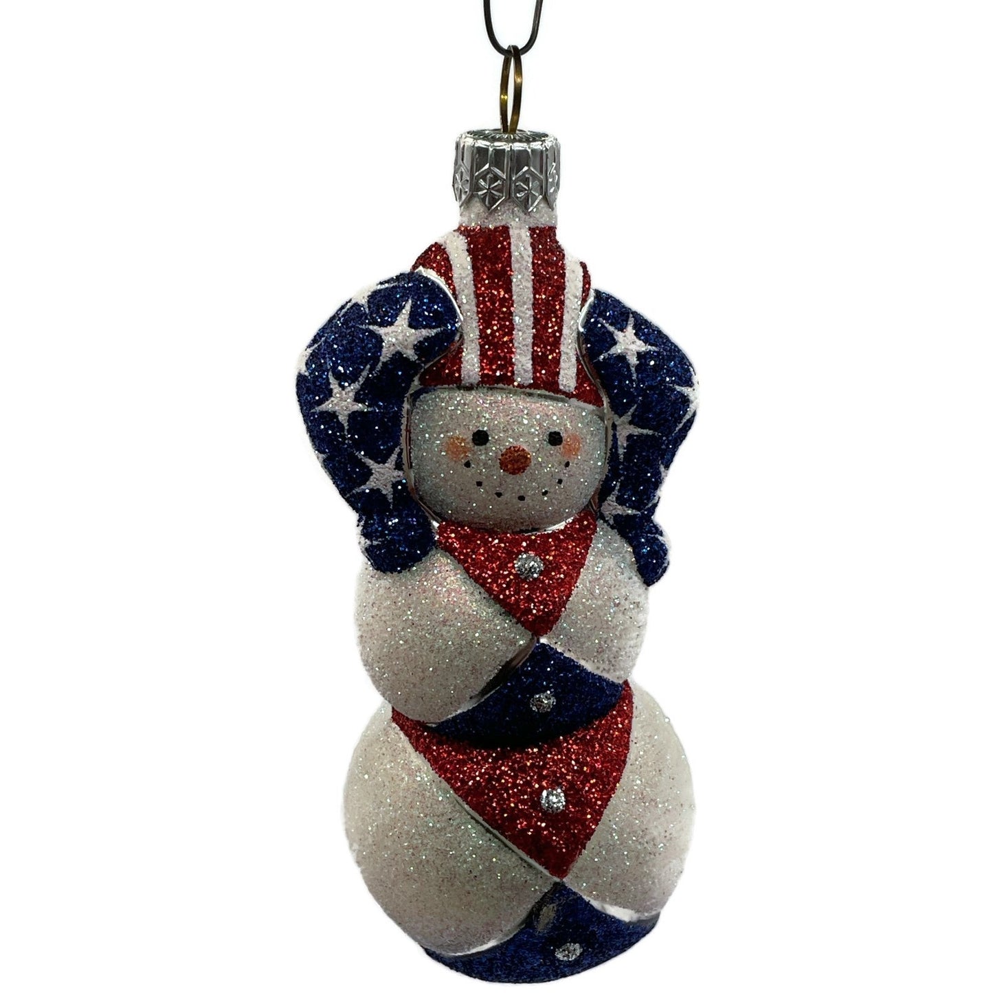 Patricia Breen Harlequin Snowman Patriotic Stars Stripe Christmas Tree Ornament