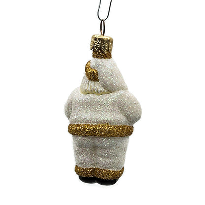 Patricia Breen Miniature Ho Ho Ho Santa Claus Pearl Gold Christmas Tree Ornament