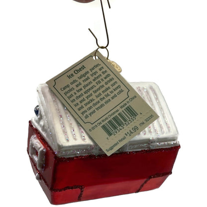 Ice Chest Ornament Glittered OWC Camping Blown Glass Old World Christmas Decor