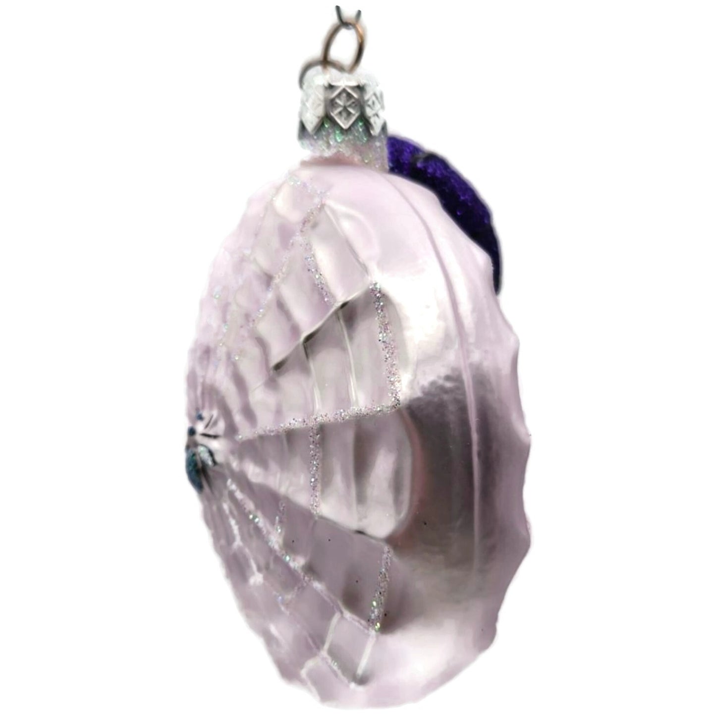 Patricia Breen Victorian Spider Web Lavender Black Glass Halloween Ornament 9650