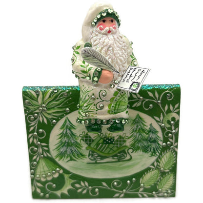 Patricia Breen Joycean Claus Chinoiserie Green Free Standing Christmas Ornament