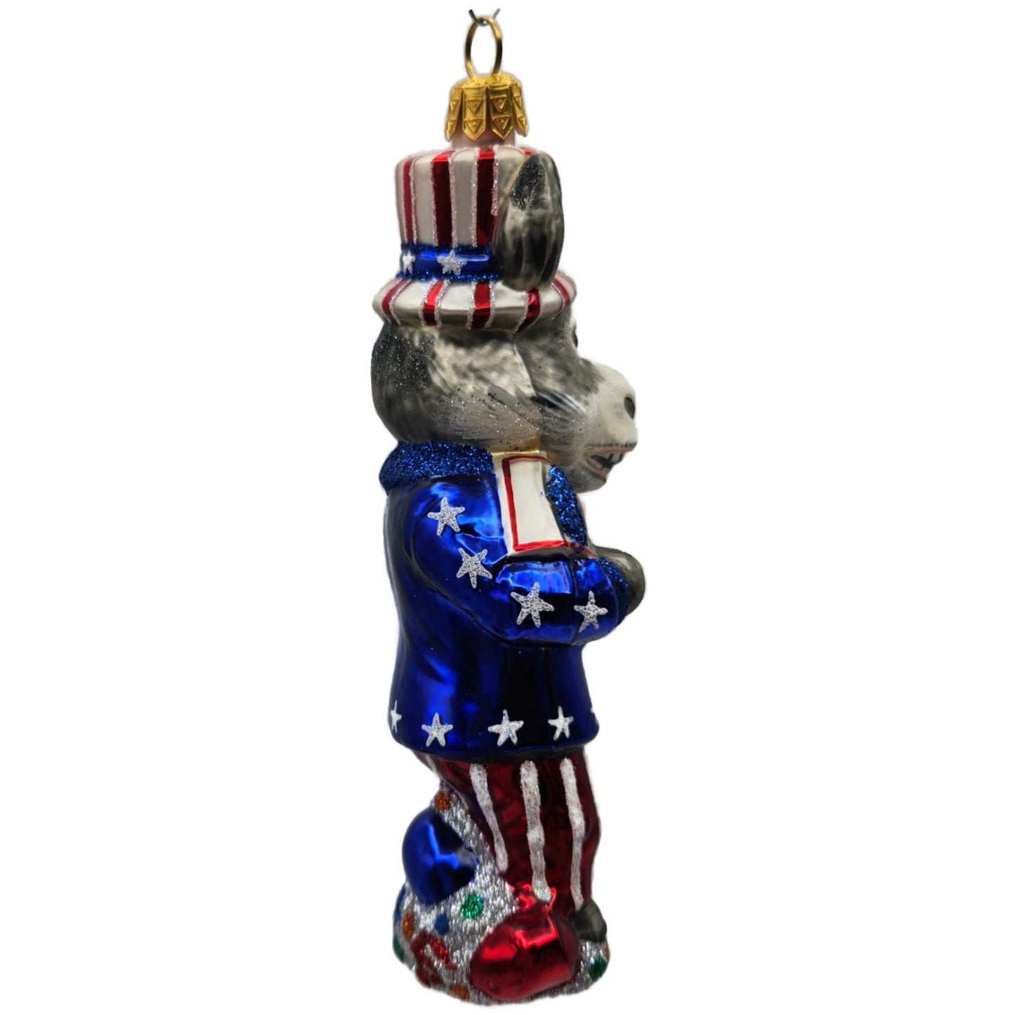 Slavic Treasures Campaigning Donkey Glass Political Party Patriotic DNC Ornament