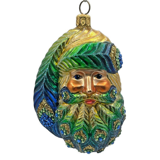 Patricia Breen Henrys Santa Claus Head Peacock Christmas Holiday Ornament