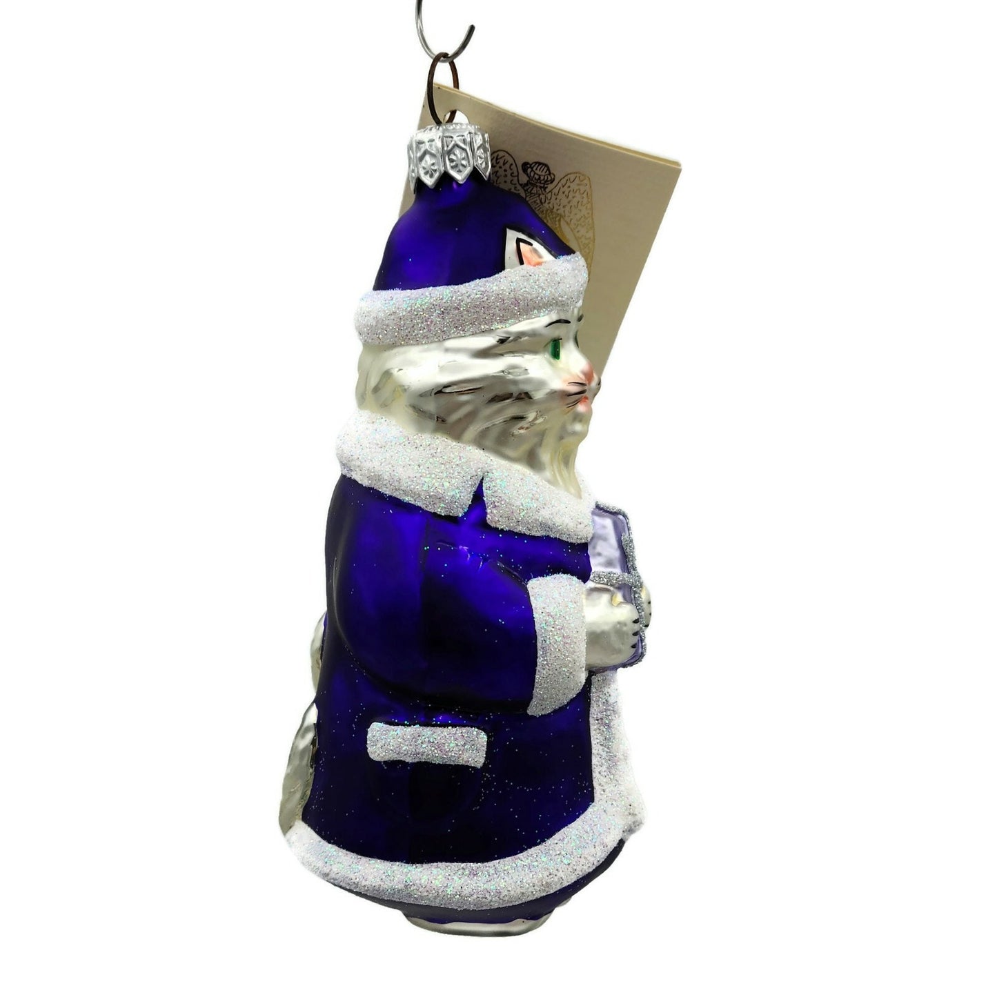 Patricia Breen Kitty Claus Purple Matte White Cat Christmas Holiday Ornament