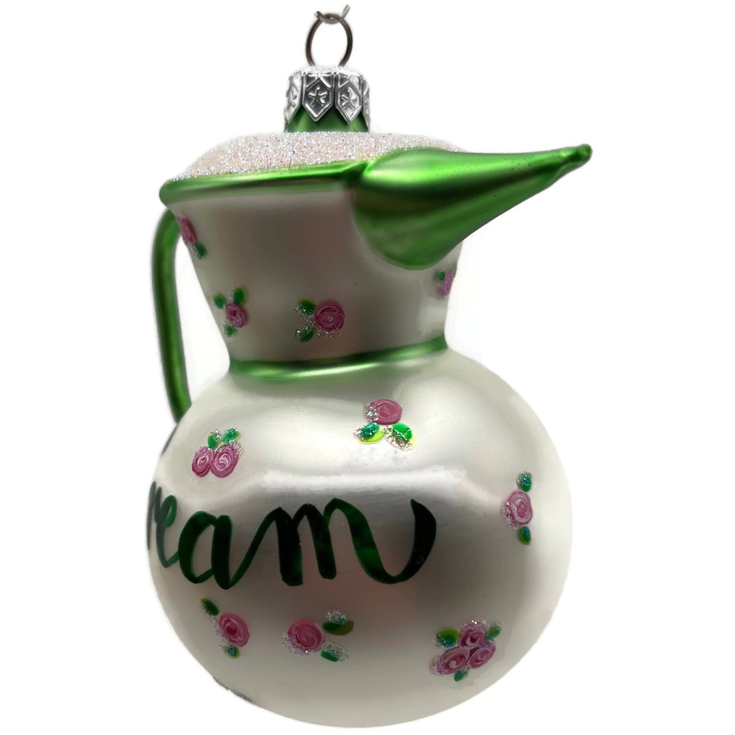Patricia Breen Sweet Cream Pearl Green Pink Roses Spring Christmas Tree Ornament