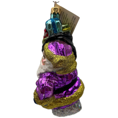 Larry Fraga A Sack Full of Goodies Santa Glitter Series Christmas Tree Ornament