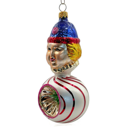 Christopher Radko Squiggles Stripe Reflector Clown Christmas Tree Decor Ornament