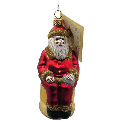 Patricia Breen Cyberspace Santa Red Gold Pearl Silver Mouse Christmas Ornament