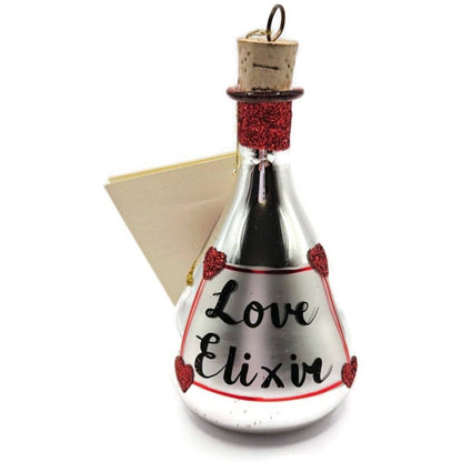 Patricia Breen Love Elixir Glittered Heart Bottle Valentines Christmas Ornament