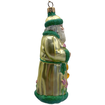 Patricia Breen Santa Dreams of Spring Yellow Pink Flowers Christmas Ornament