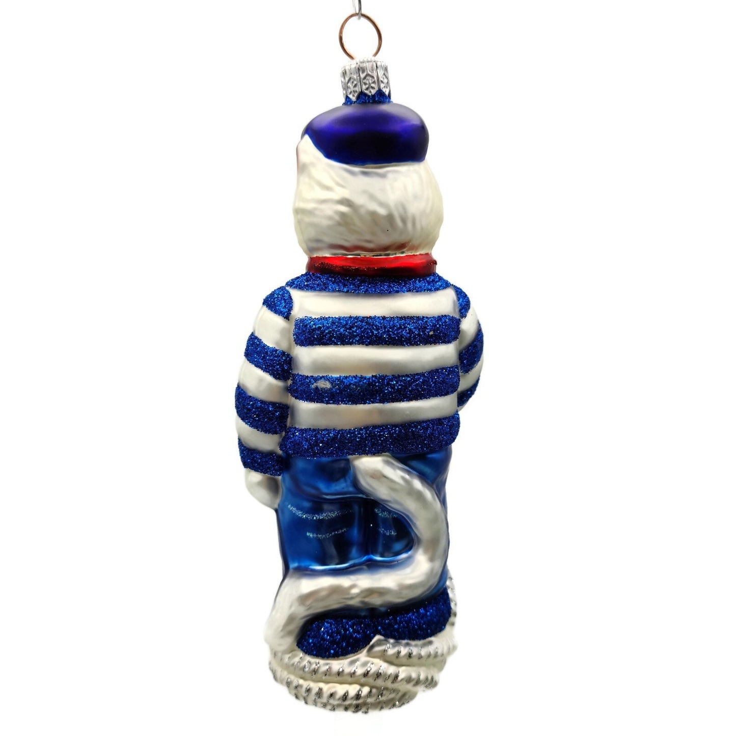 Patricia Breen Marseilles Cat Blue Silver Anchor Summer Nautical Tree Ornament