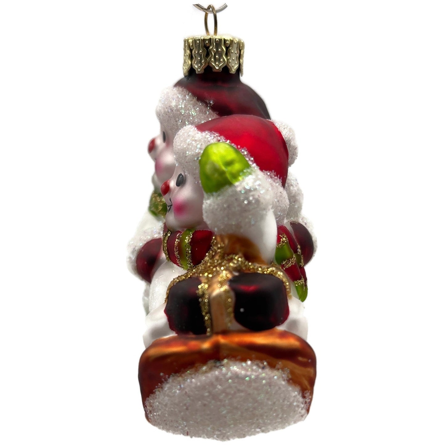 Sikora Weihnachtswelt Snowman Family With Sleigh Glass Christmas Tree Ornament