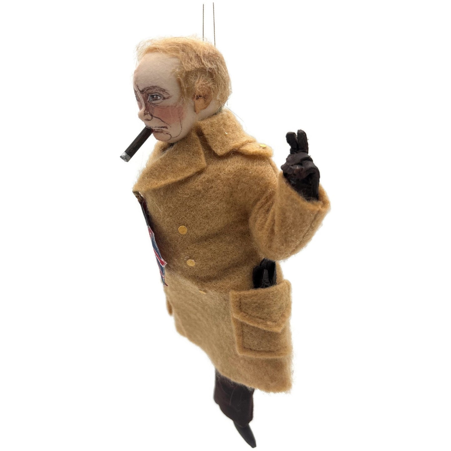 Gladys Boalt Winston Churchill Handcrafted Fabric Christmas Tree Ornament Signed