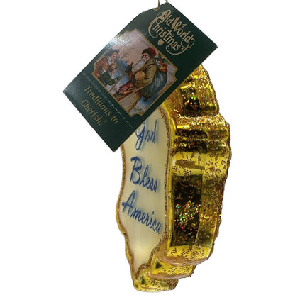 Ornament Police Badge Old World Christmas God Bless America Christmas Tree OWC