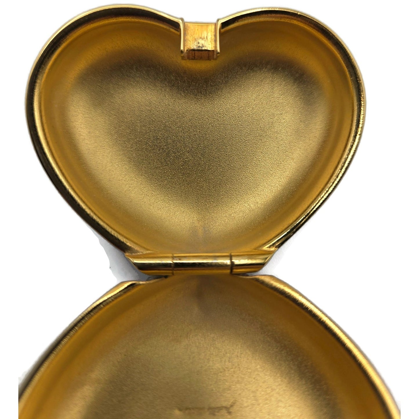 Judith Leiber Heart Crystal Pill Box Multicolor Pave Gold Tone Signed 2 inches