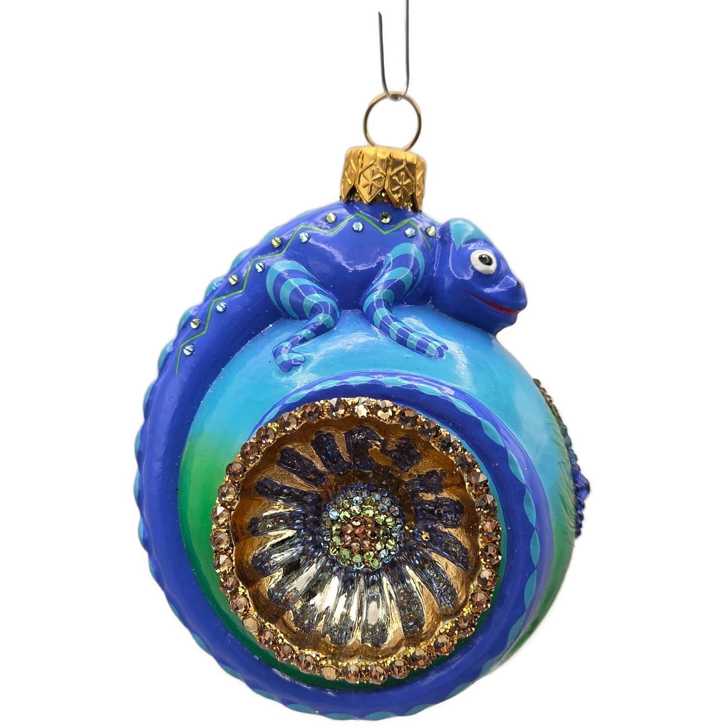 Patricia Breen Happy Holidays Hamish Shades Peacock Chameleon Christmas Ornament