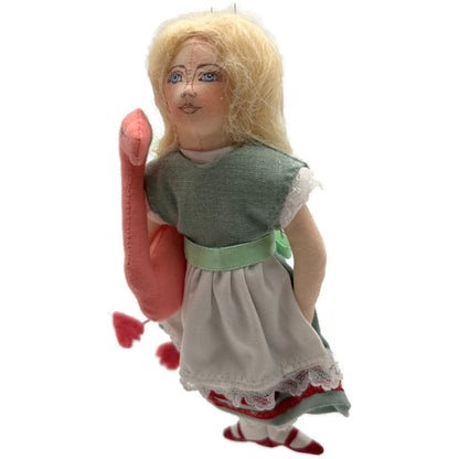 Gladys Boalt Alice With Flamingo Alice in Wonderland Christmas Ornament Signed