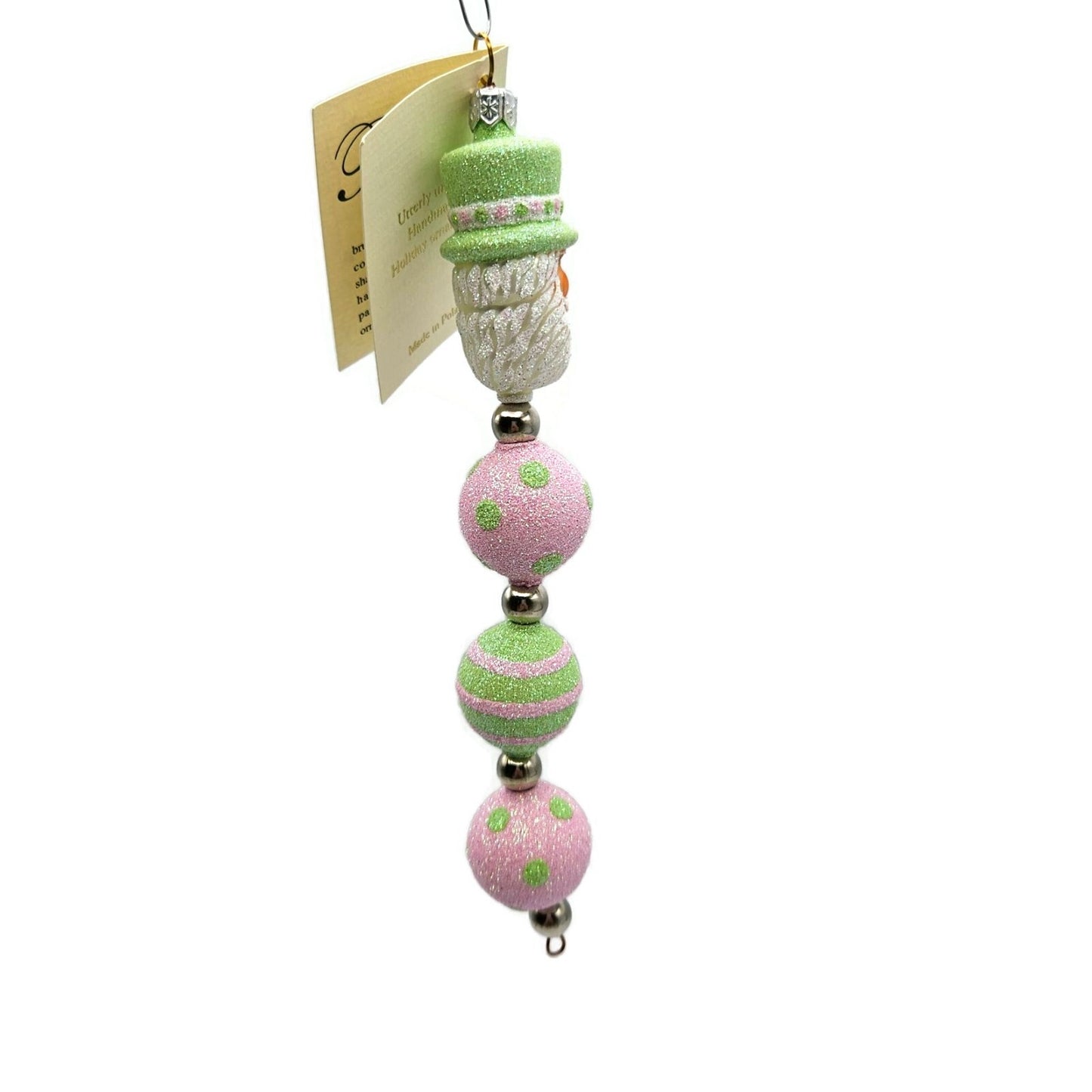 Patricia Breen Kinetic Icicle Easter Green Pink Santa Claus Christmas Ornament