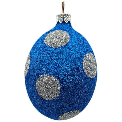 Patricia Breen Egg Blue Silver Polka Dot Easter Christmas Tree Ornament TCS