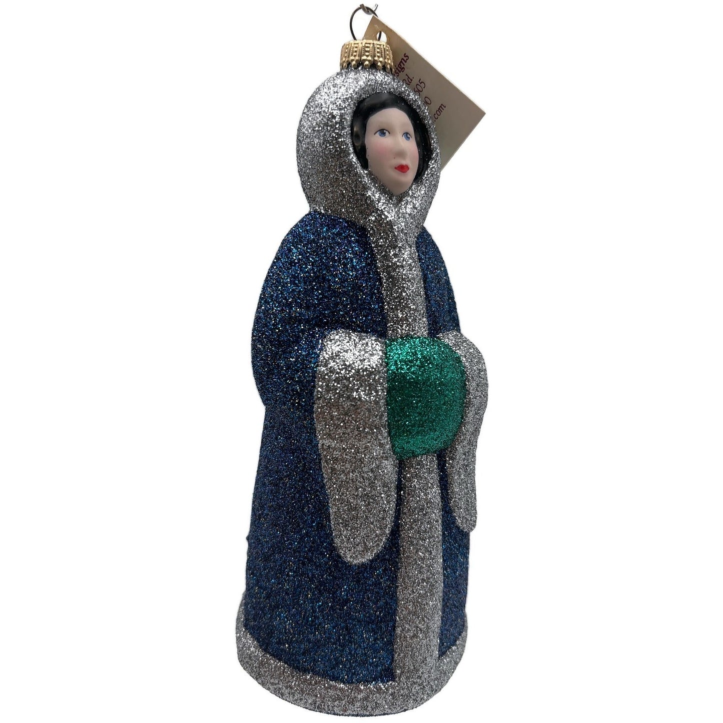 Larry Fraga River Woman Blue Silver Green Glitter Series Christmas Tree Ornament