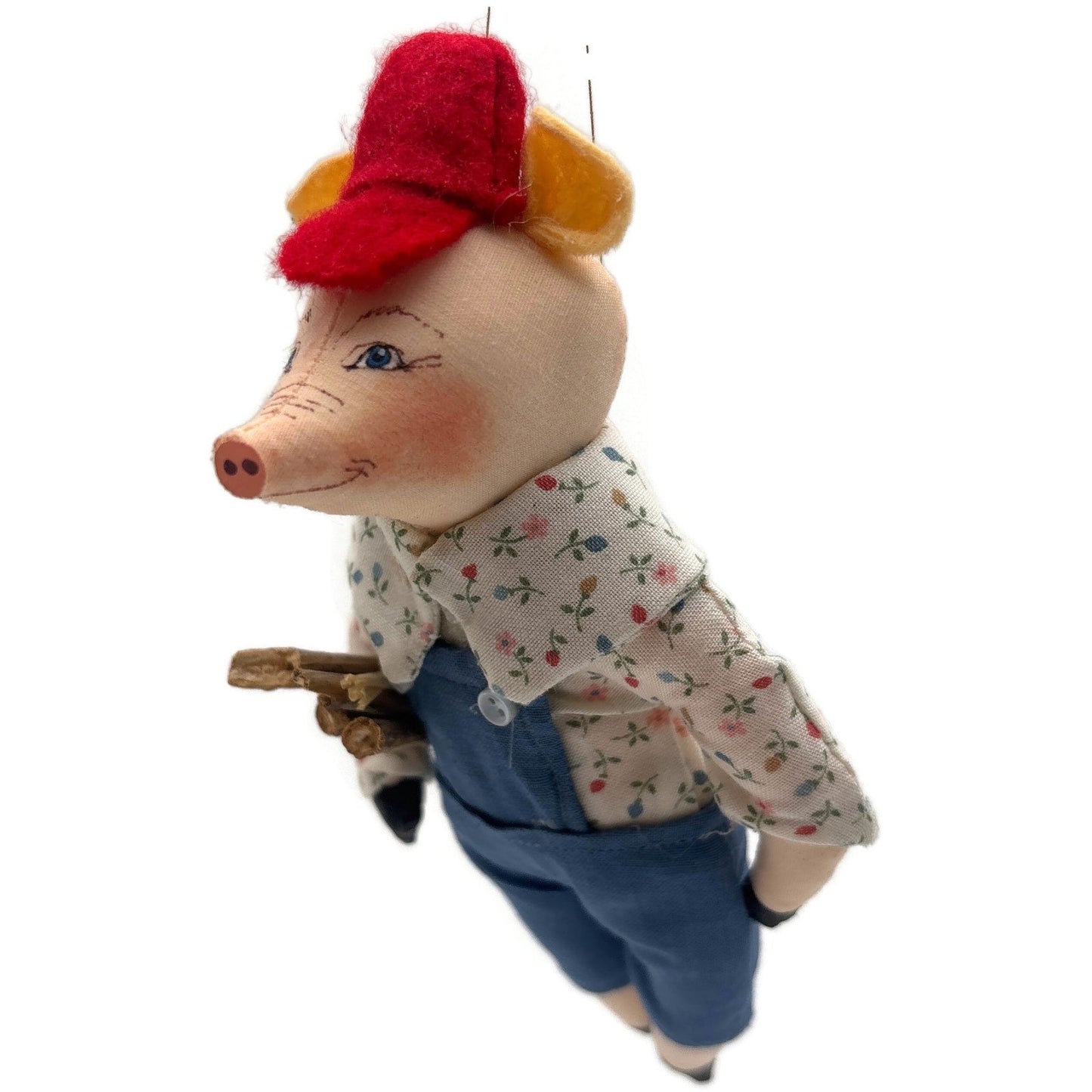 Gladys Boalt Stick Pig The 3 Little Pigs Handmade Christmas Ornament Signed