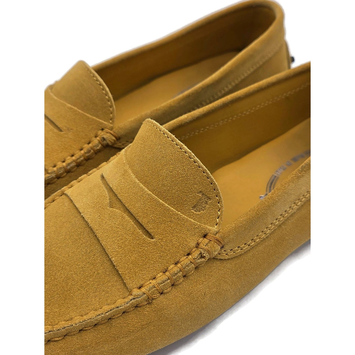 Tods Gommino Suede Driving Moccasins Loafers Gold Shoes Womens Size 39.5