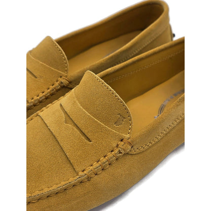 Tods Gommino Suede Driving Moccasins Loafers Gold Shoes Womens Size 39.5