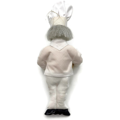 Gladys Boalt Happy Birthday Chef White Fabric Christmas Tree Ornament Signed