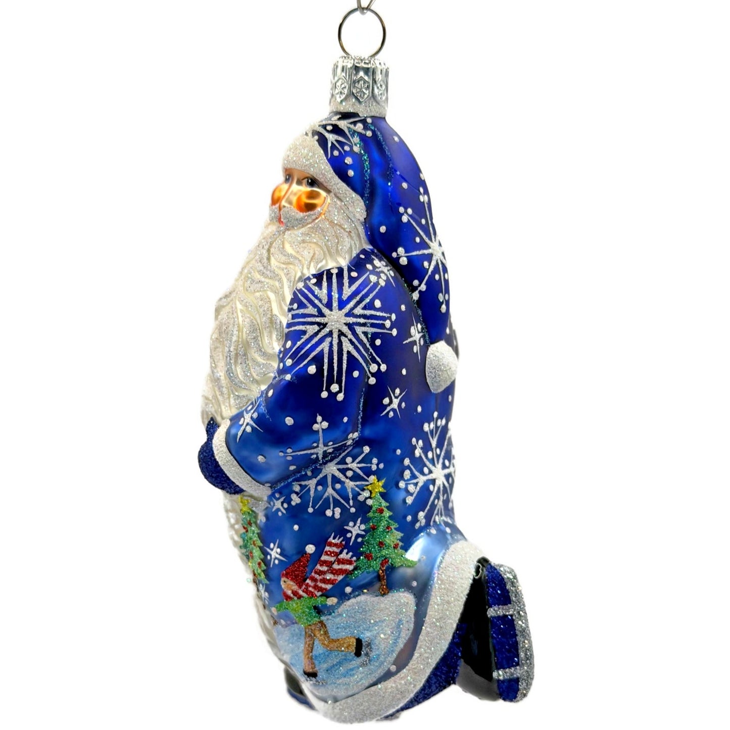 Patricia Breen Off to the Pond Skating Santa Snowflakes Christmas Ornament 2433