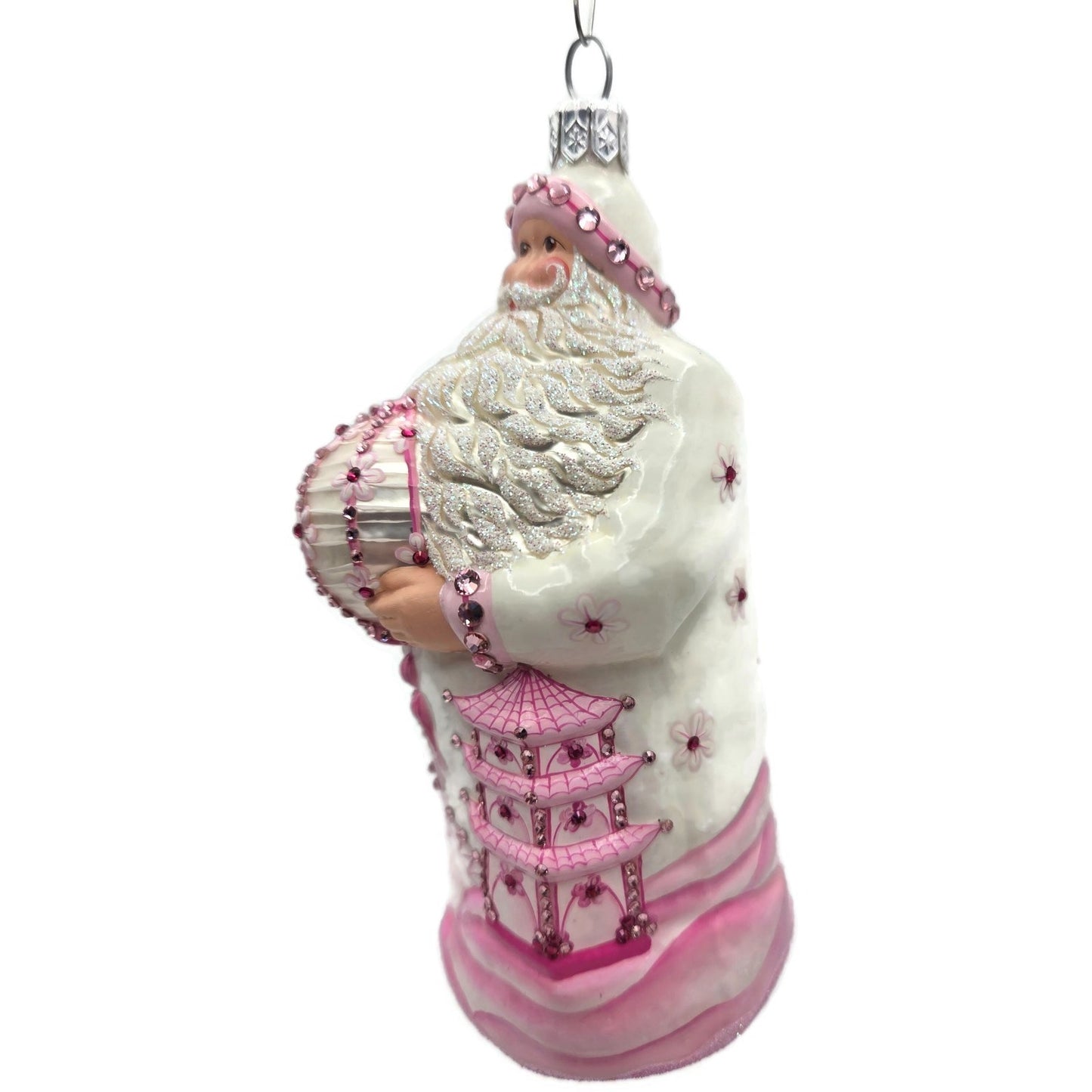 Patricia Breen Exquisite Santa Pink Flower Pagoda Spring Christmas Ornament CATZ