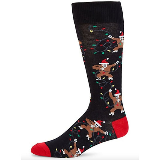 Davco Christmas Socks Monkey Black Red Holiday Patterned Stocking Stuffers