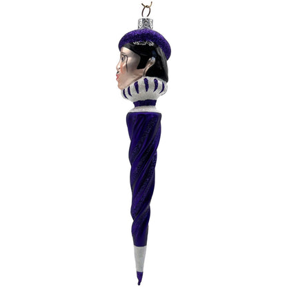 Patricia Breen French Twist Purple Glittered Stripes Monocle Christmas Ornament