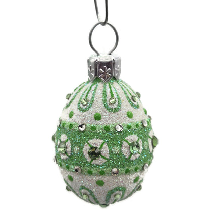Patricia Breen Miniature Egg Zakopane Green White Swarovski Easter Tree Ornament