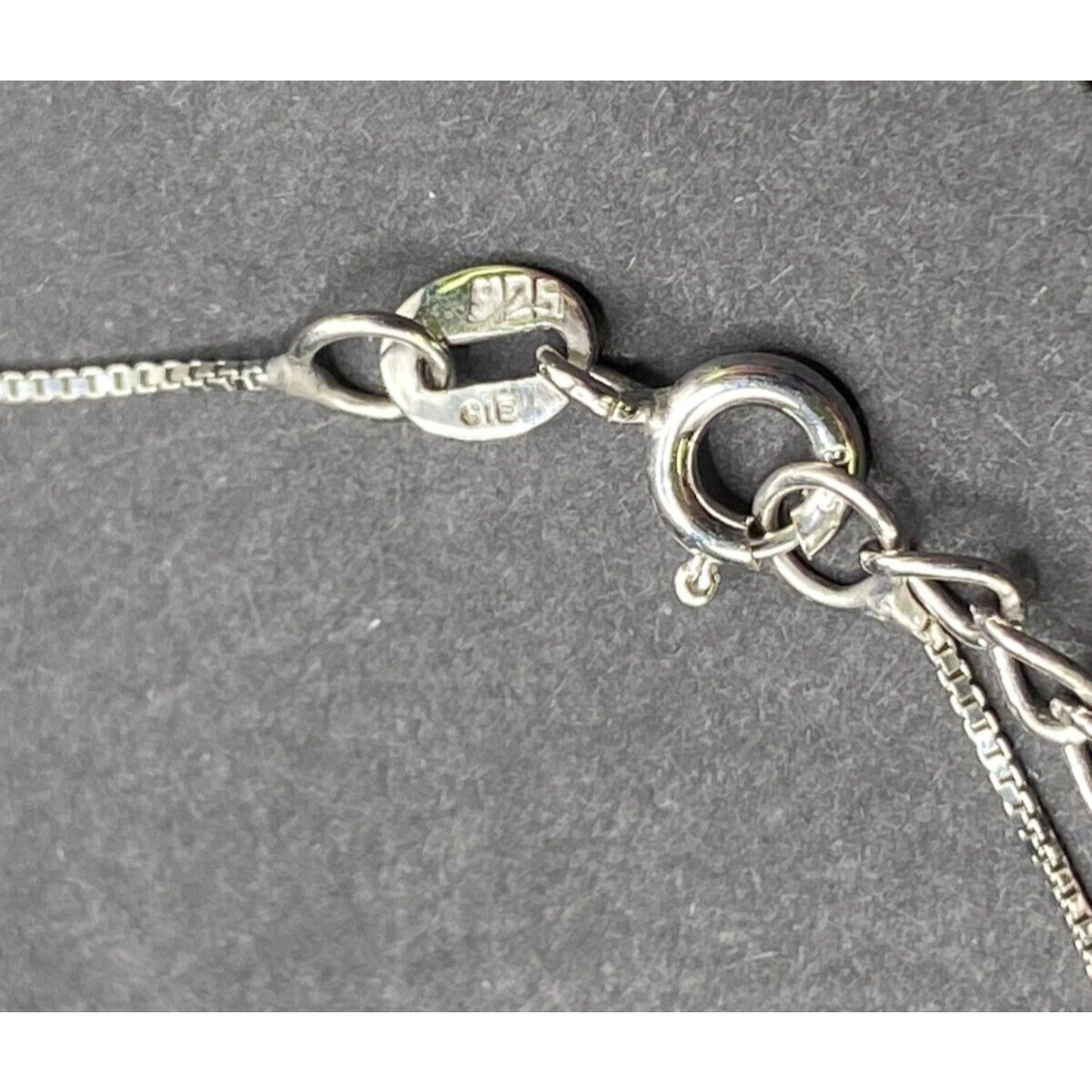Black Onyx Teadrop Pendant Marcasite 925 Sterling Silver Box Chain Necklace GIE