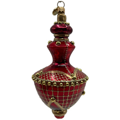 Glitter Lab Jeweled Hourglass Drop Red Gold Christmas Tree Ornament