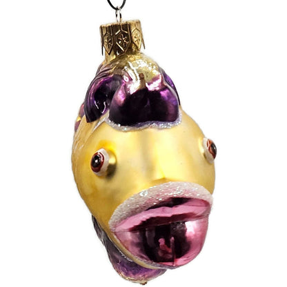Katherines Creations Gold Fish Pink Lips Glitter Nautical Christmas Ornament