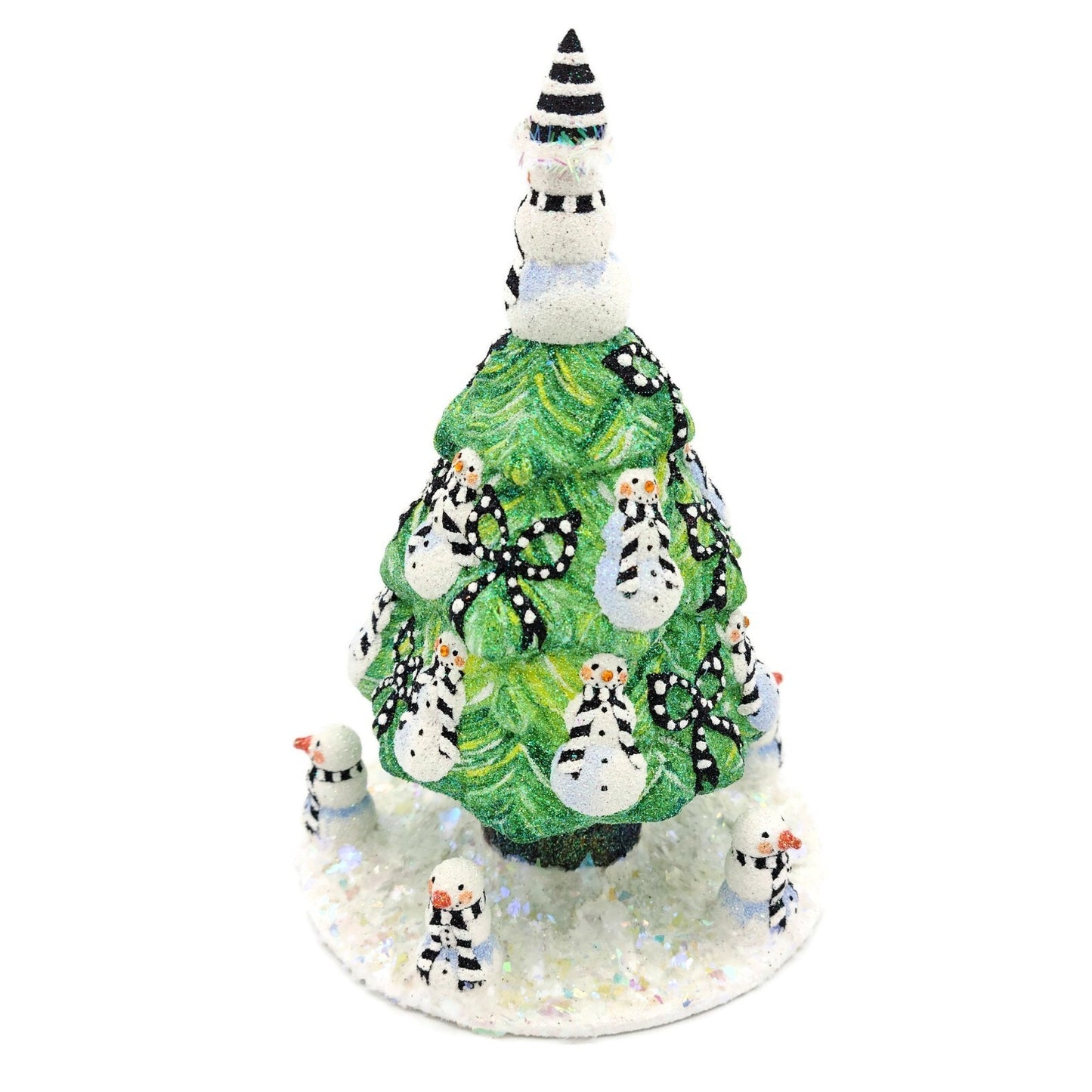 Patricia Breen Snowman Topiary Black White Free Standing Christmas Ornament