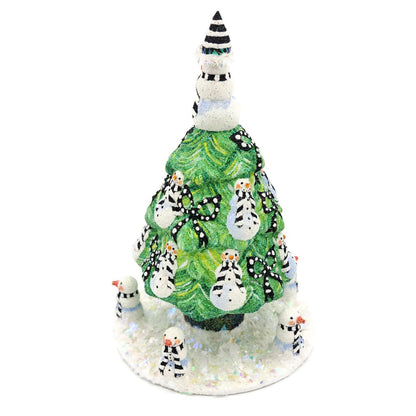 Patricia Breen Snowman Topiary Black White Free Standing Christmas Ornament