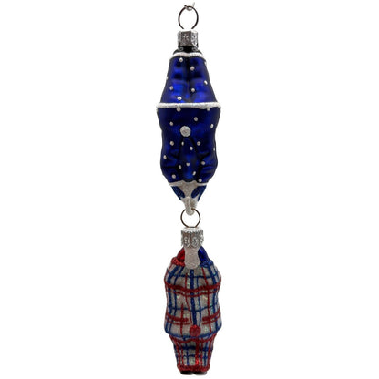 Patricia Breen Cirque de Nicoud Santa Patriotic Plaid Christmas Ornament CATZ