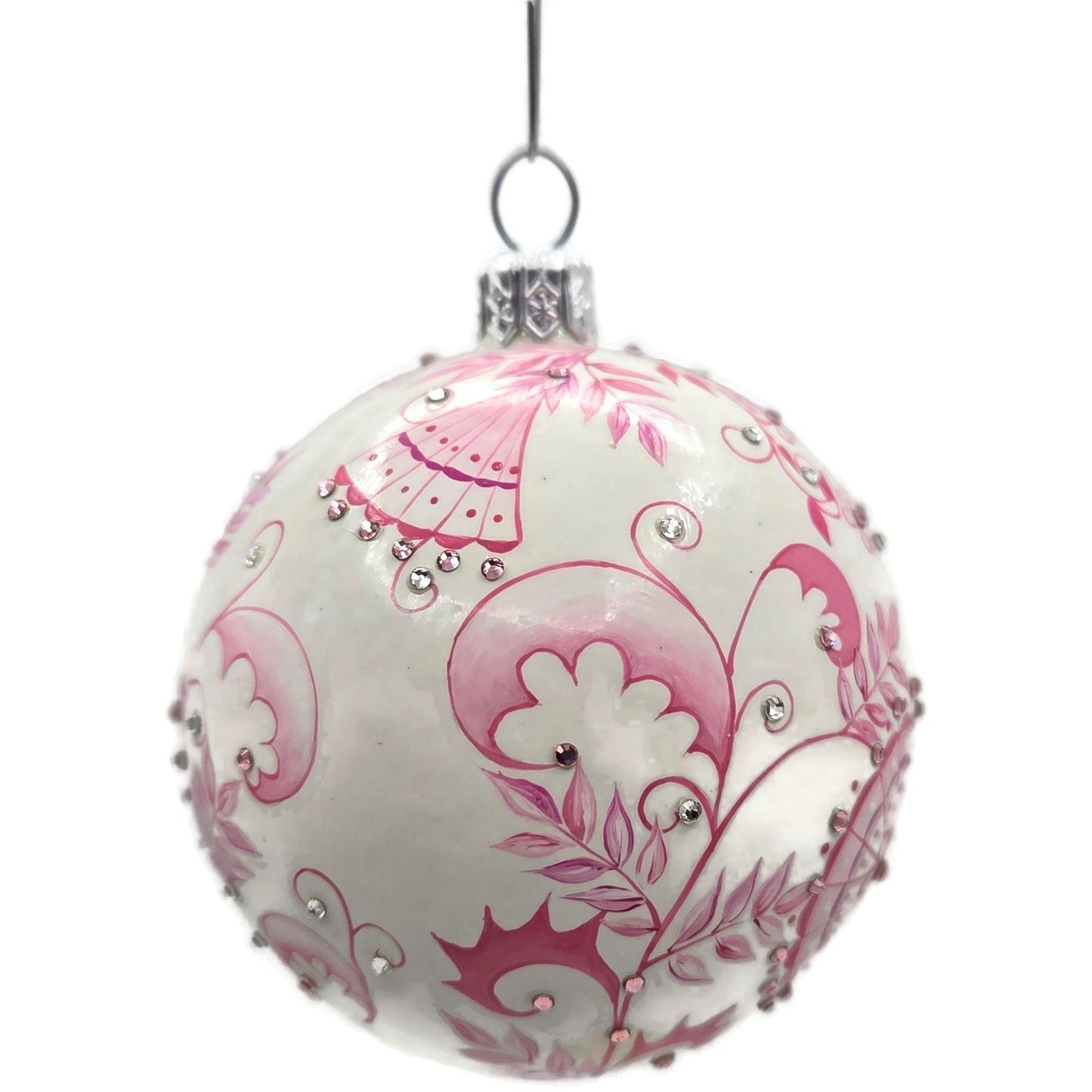 Patricia Breen Objet Du Noel Snowman Chinoiserie Pink Christmas Ornament CATZ